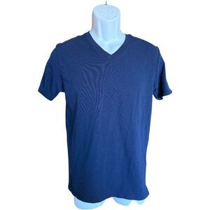 Mens Express Navy Blue Supersoft V-Neck Cotton Tee Shirt - Sz S